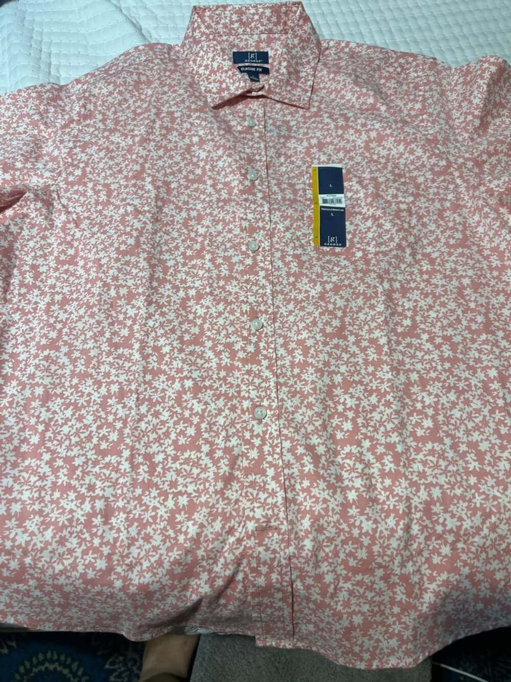 George Classic Fit Floral Button Down Shirt Size L